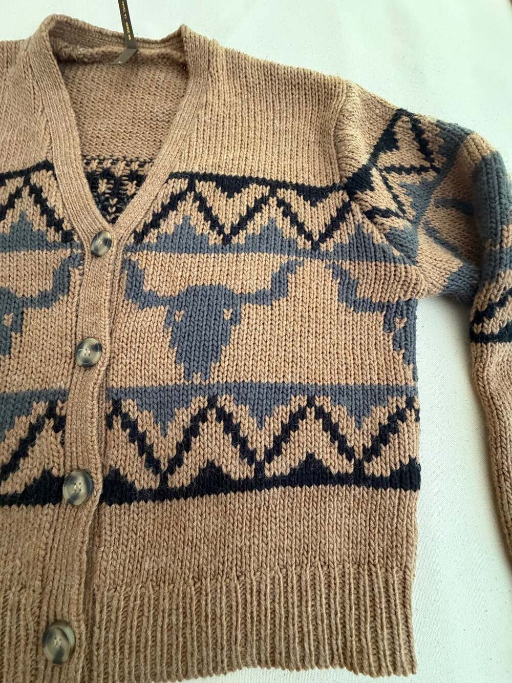 Stetson Steer Head Cropped Cardigan Brown Size M - Picture 11 of 14